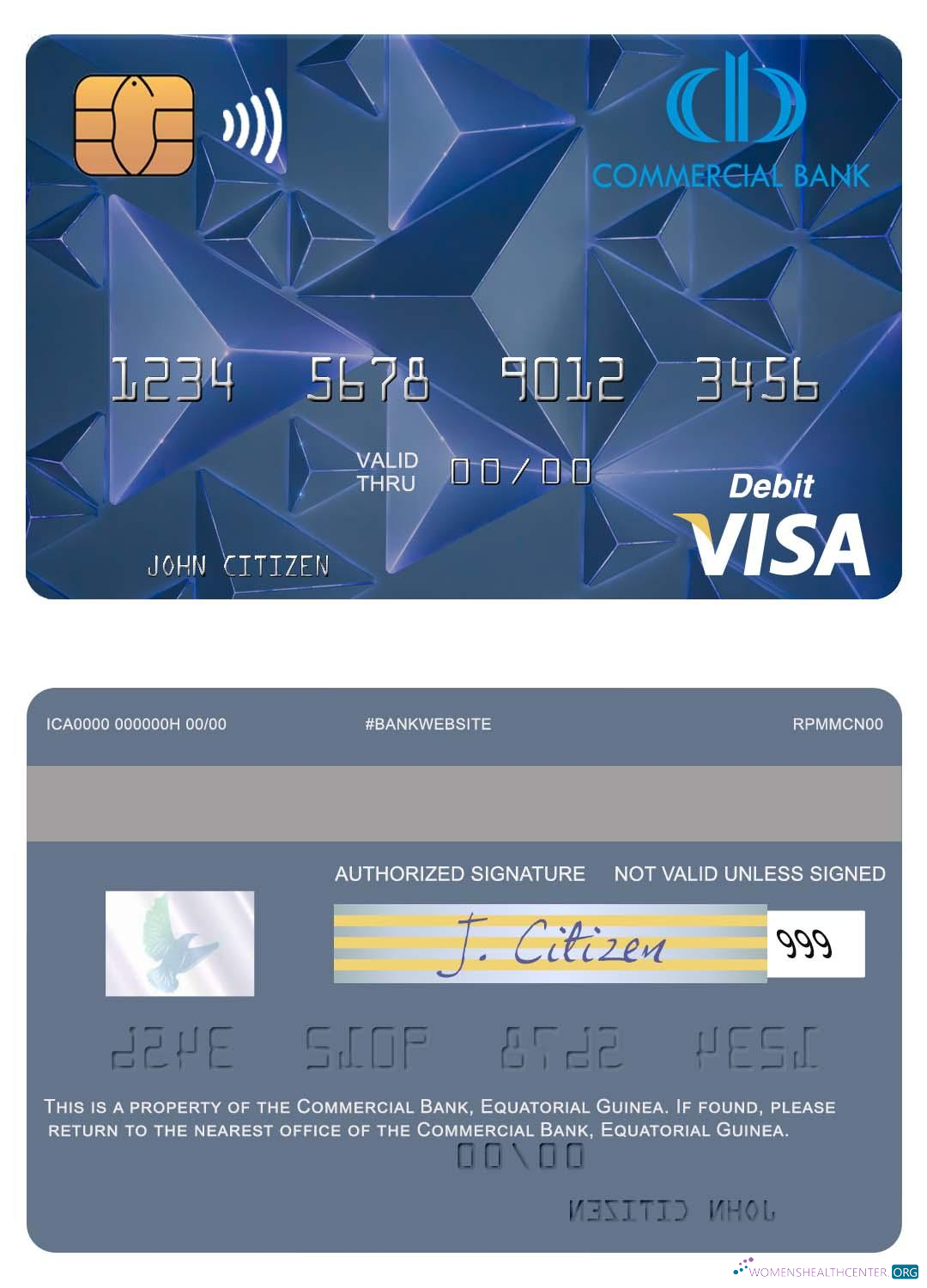 Download Equatorial Guinea Commerical bank Guinee Equatoriale visa debit card Photoshop template